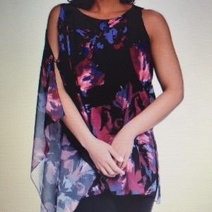 Vanessa Williams Asymmetrical Flutter Top  - NWOT